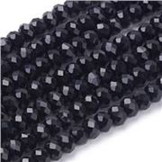 Crystal Faceted Melons Strands Jet 6x4mm (approx 93 beads)ea