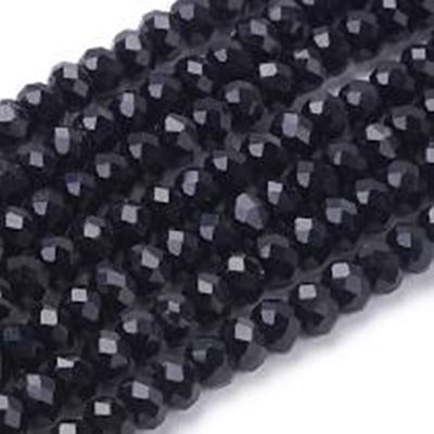 Crystal Faceted Melons Strands Jet 6x4mm (approx 93 beads)ea
