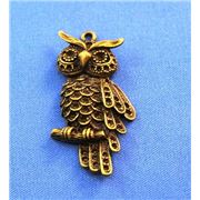 Charm Large Owl 45x24mm Antique Brass each