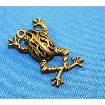 Charm Frog 36x23mm Antique Brass each