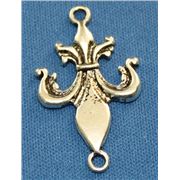 Fleur de Lis Connector Antique Silver ea