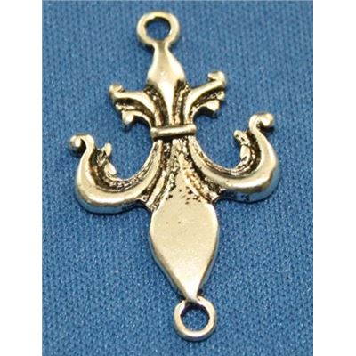 Fleur de Lis Connector Antique Silver ea