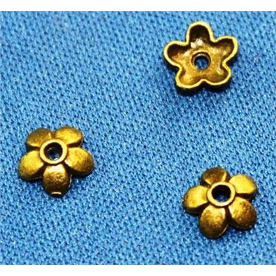 Bead Cap Flower Antique Brass 6.5mm ea