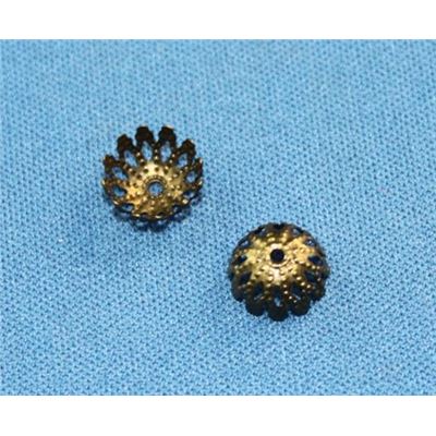 Bead Cap  Flower Filigree Antique Brass 8x4mm ea