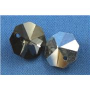 Preciosa Crystal Octagon 1 hole Black Chrome Foiled 14mm ea