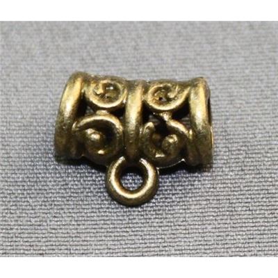 Hang Bail Hollow Carved Large Hole Antique Brass 11x9mm ea