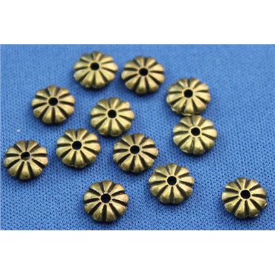 Filler Beads Flower Spacer 7x2mm Antique Brass  ea