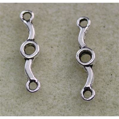 3 Hole  Connector 24x6mm Antique Silver ea