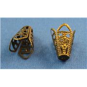 Bead Cap Filigree Cone End Antique Brass 17x11mm ea