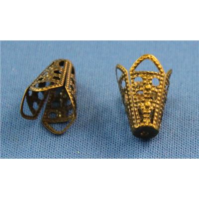 Bead Cap Filigree Cone End Antique Brass 17x11mm ea