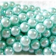 Glass Pearl Strand Light Blue  10mm ea