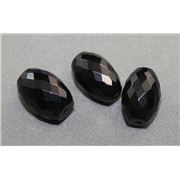 Semi Precious Black Onyx Faceted Barrel 14x10mmmm ea