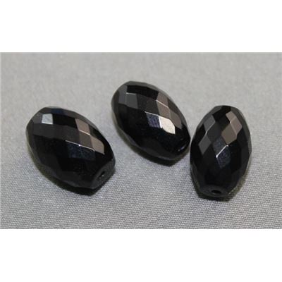 Semi Precious Black Onyx Faceted Barrel 14x10mmmm ea