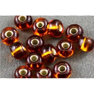 Czech Seed Bead Dark Topaz Silver Lined 5/0 - Minimum 12g