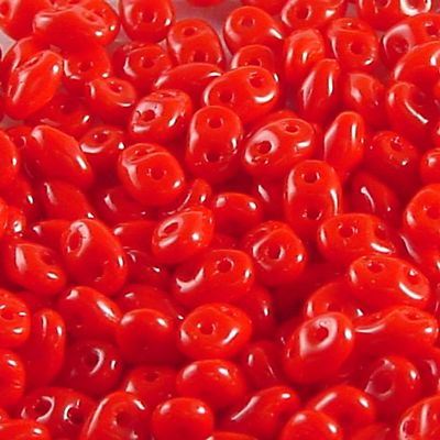 Superduo 2.5x5mm Opaque Coral Red - Aprx 24g Tube