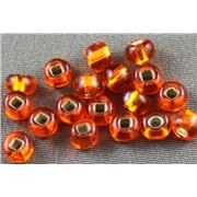 Czech Seed Bead Orange Silver Lined 5/0 - Minimum 12g