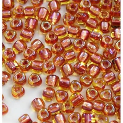 8/0 Triangle Miyuki Speckled Rose Lined Topaz Luster - Minimum 10g