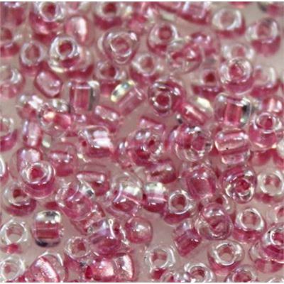 8/0 Miyuki Triangle Speckled Peony Pink Lined Crystal - Minimum 10g