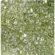 8/0 Miyuki Triangle Speckled Celery Lined Crystal - Minimum 10g