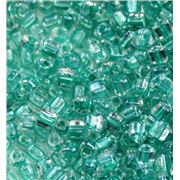 8/0 Miyuki Triangle Speckled Aqua Green Lined Crystal - Minimum 10g