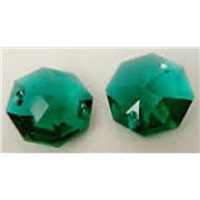 Precosia Crystal Octagon 2 hole Emerald Transparent 14mm ea