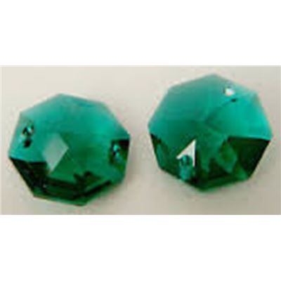 Precosia Crystal Octagon 2 hole Emerald Transparent 14mm ea