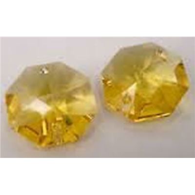 Precosia Crystal Octagon 2 hole Light Topaz Transparent 14mm ea