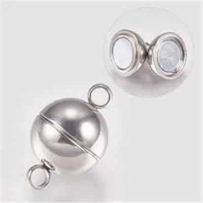 Magnetic Clasp  Ball Antique Silver 10mm ea