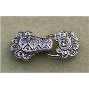Clasp Magnetic Rhinestone 2 Strand Nickel 29x13mm ea