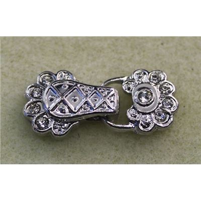Clasp Magnetic Rhinestone 2 Strand Nickel 29x13mm ea