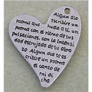 Pendant Carved Message in a Heart Silver 4.5x3.7cm ea.