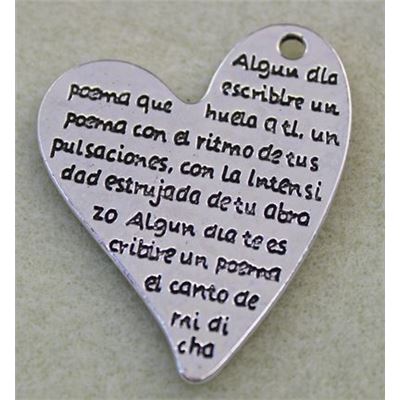 Pendant Carved Message in a Heart Silver 4.5x3.7cm ea.