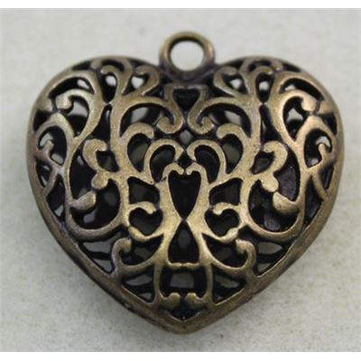 Pendant Hollow Heart Antique Brass 36x35mm ea.