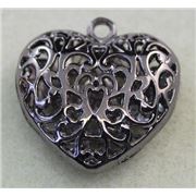 Pendant Hollow Heart Black Nickel 36x35mm ea.