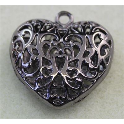Pendant Hollow Heart Black Nickel 36x35mm ea.