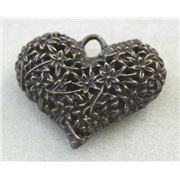 Pendant Hollow Heart Antique Brass 41x33mm ea.