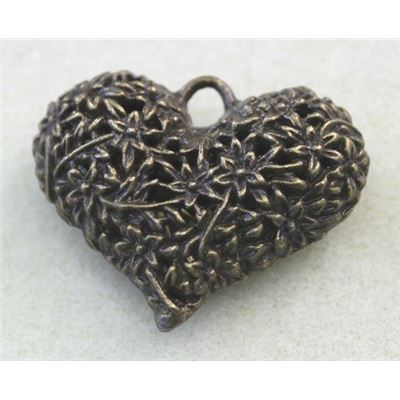 Pendant Hollow Heart Antique Brass 41x33mm ea.