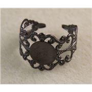 Filligree Adjustable  Rings  Shank Black Nickel  17.5mm ea