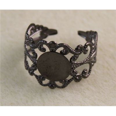 Filligree Adjustable  Rings  Shank Black Nickel  17.5mm ea