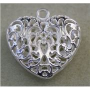 Pendant Hollow Heart Silver 35x35mm ea.