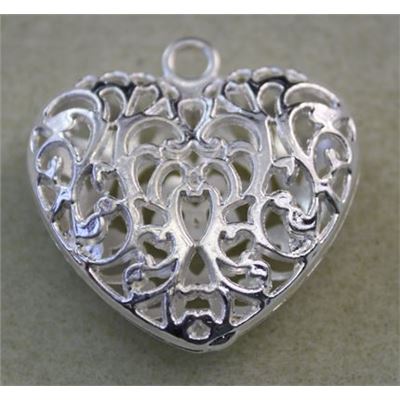 Pendant Hollow Heart Silver 35x35mm ea.
