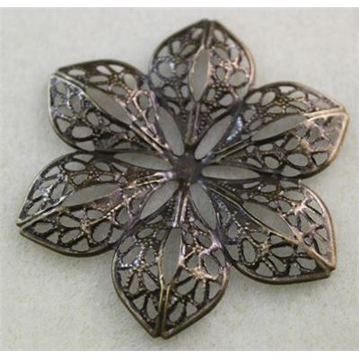 Large Filigree Flower Antique Brass 60mm ea.