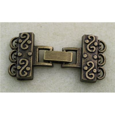 Clasp Decorative 3 strand Antique Brass 46x23mm ea