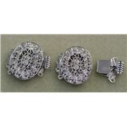 Clasp Filigree Oval 4 Strand Nickel 28x26mm ea.