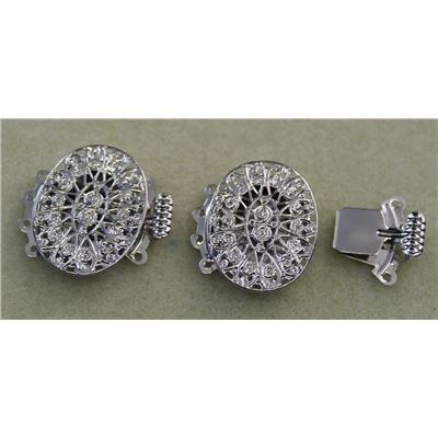 Clasp Filigree Oval 4 Strand Nickel 28x26mm ea.