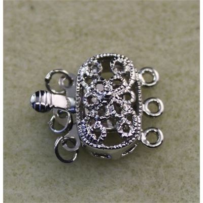 Clasp Filigree Oval 3 Strand Nickel 15x20mm ea.