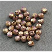 Firepolished Crystal Luster Opaque Gold/Smoky Topaz 3mm ea