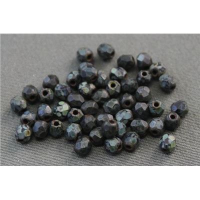 Firepolished Crystal Matte Jet Picasso 3mm ea