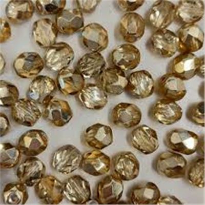 Firepolished Crystal Metallic Pale Gold 4mm ea