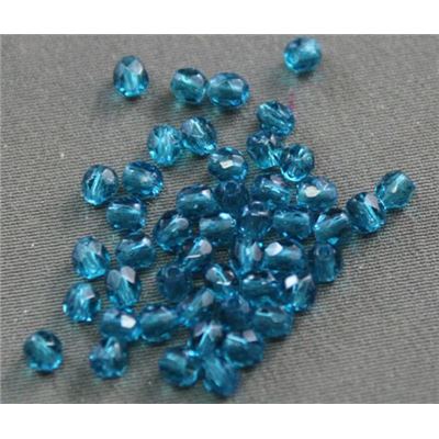 Firepolished Crystal Teal 3mm ea